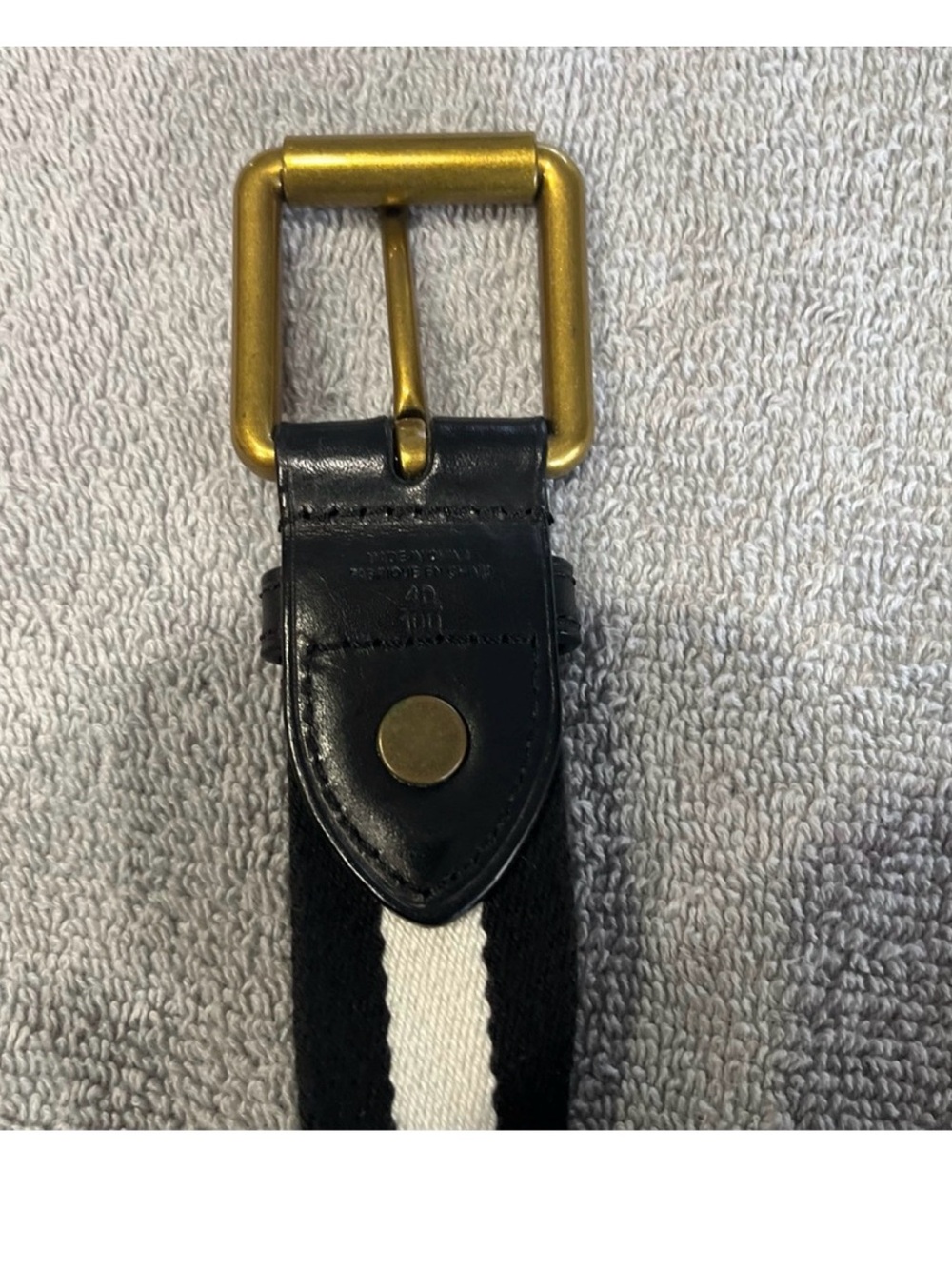 Polo by Ralph Lauren Black and White‎ Belt with Brass Buckle Leather classic - Picture 3 of 8